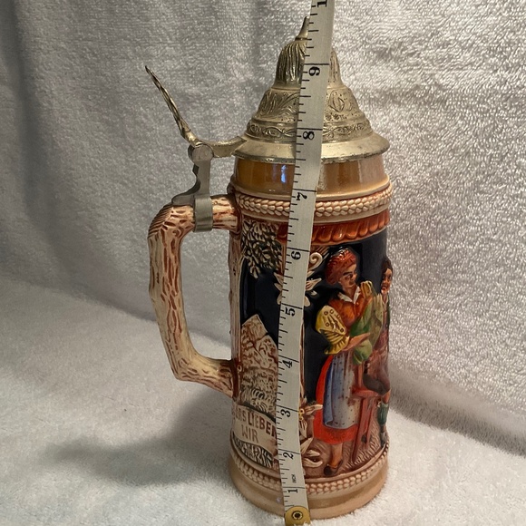 Vintage GERZ W. GERMANY 20 oz Stoneware Beer Stein with Pewter Lid - Picture 15 of 16